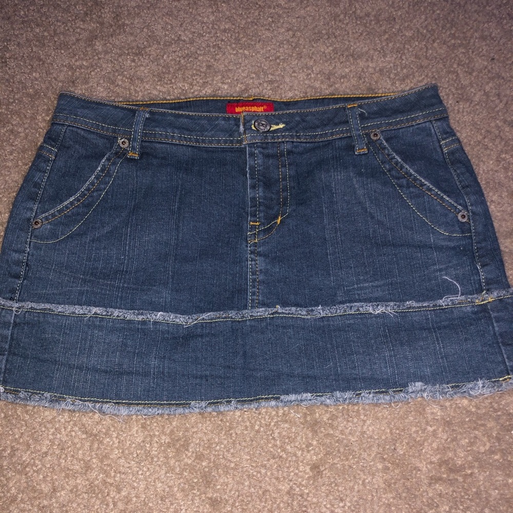 Blue asphalt mini skirt